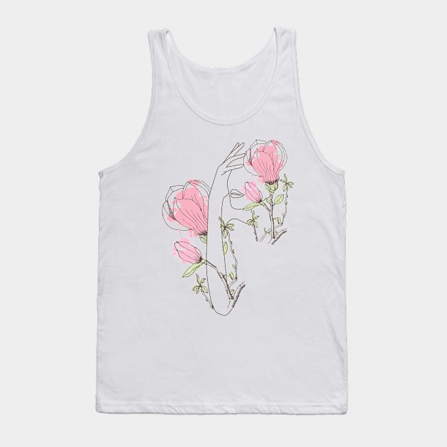 Woman And Flower line Tank Top by jobieh shop